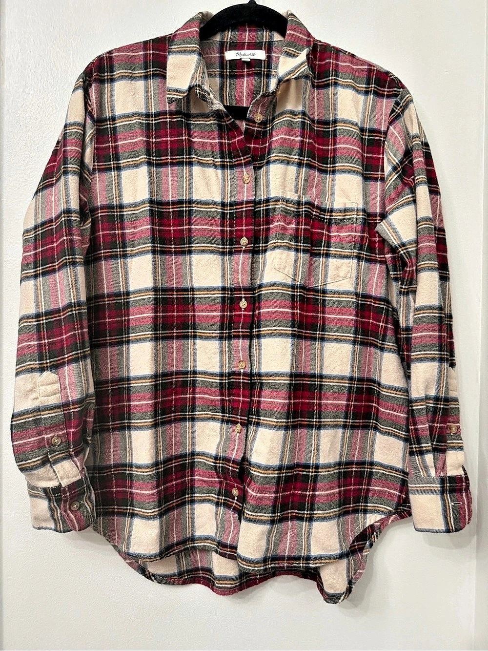 Madewell Flannel  Boyfriend Shirt in Plaid Cotton Button Down Size Medium